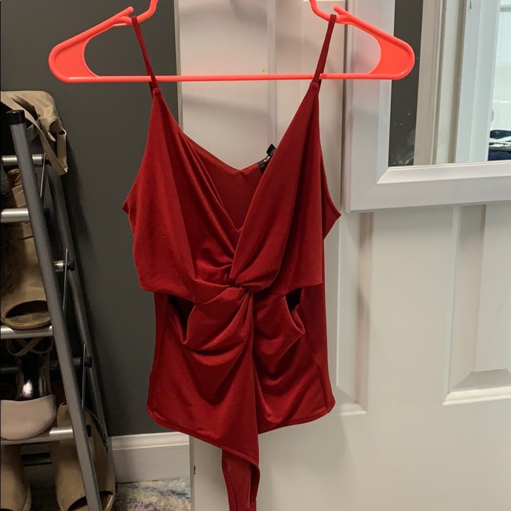 Silky red bodysuit